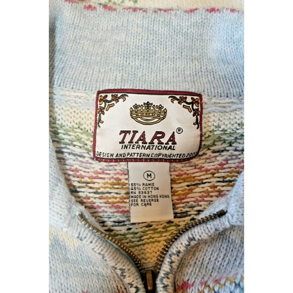 Tiara International Aztec Cardigan Vintage Full Zip Southwestern Sweater Size M - Picture 4 of 4